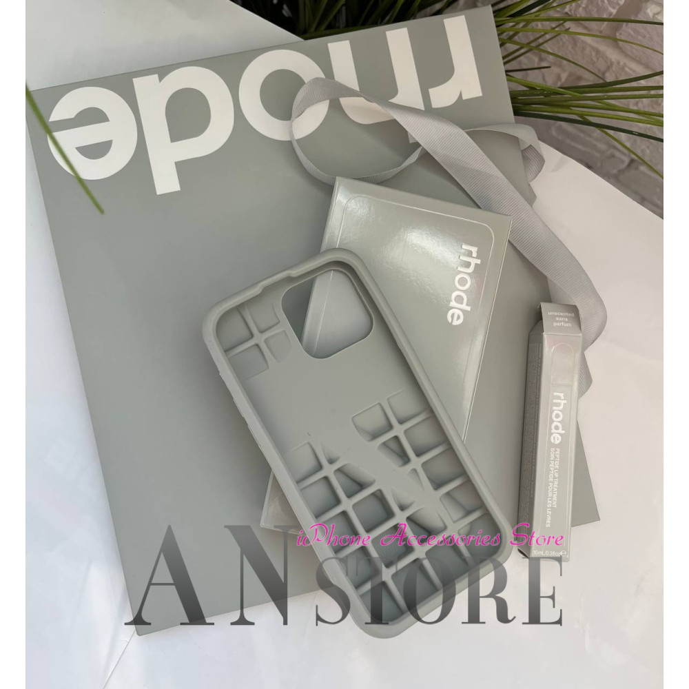 Чохол rhode з блиском для губ на iPhone 12 в сірому кольорі LIP CASE GREY COLOR 